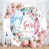 Aperturee - Boy Or Girl Florals Round Baby Shower Backdrop